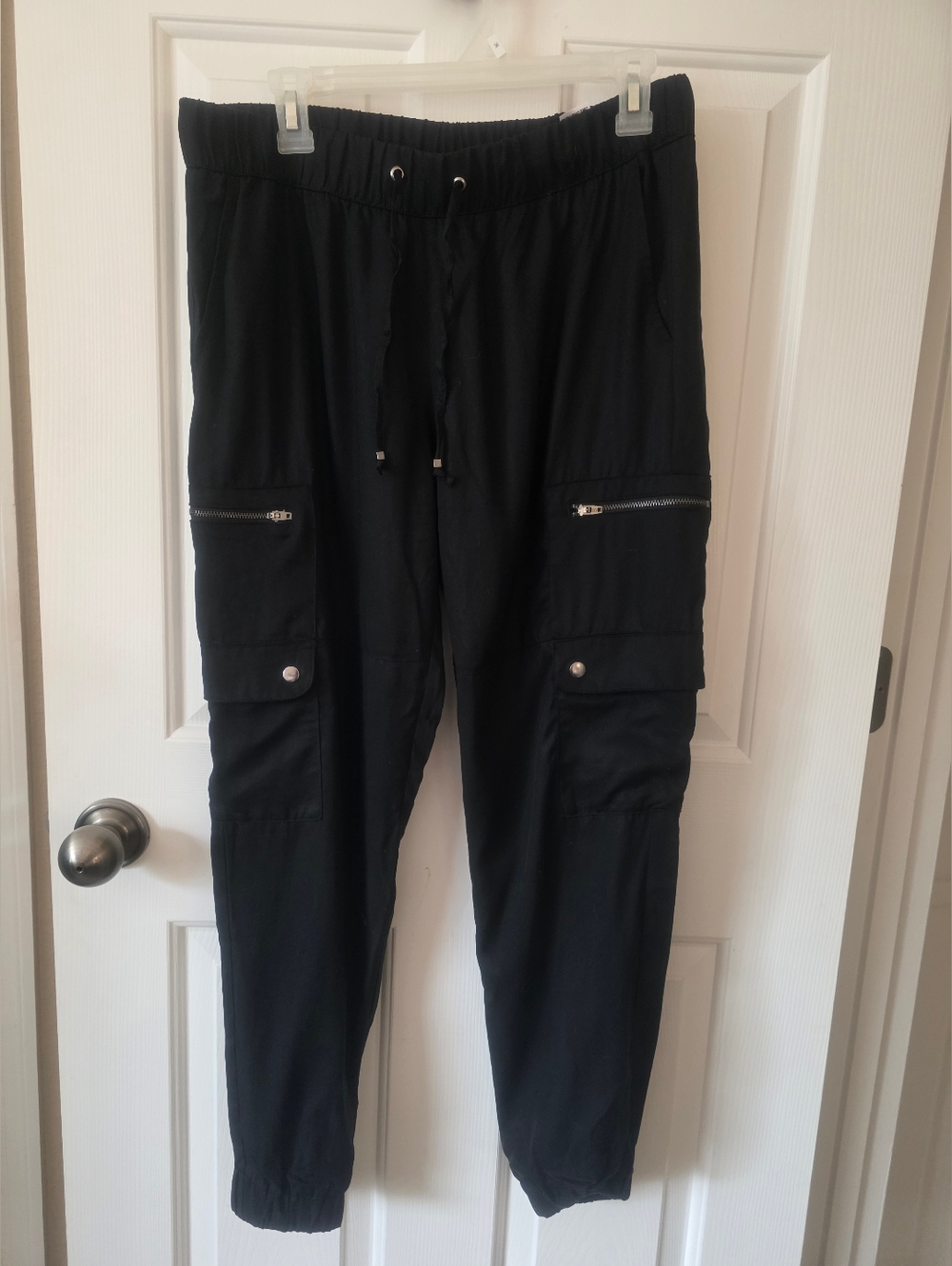 Banana Republic Women's Black Cargo Joggers with Zippered Pockets
